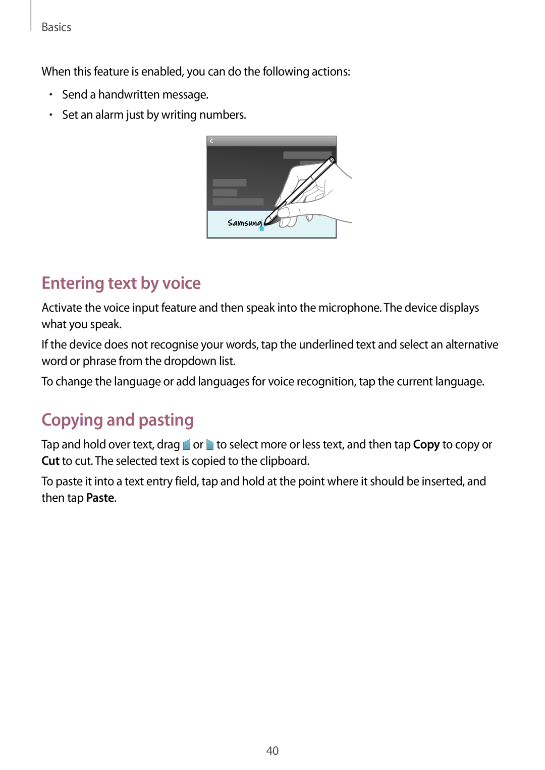 Samsung SM-P6000ZWASEB, SM-P6000ZWAXEO, SM-P6000ZKEDBT, SM-P6000ZKAEUR manual Entering text by voice, Copying and pasting 