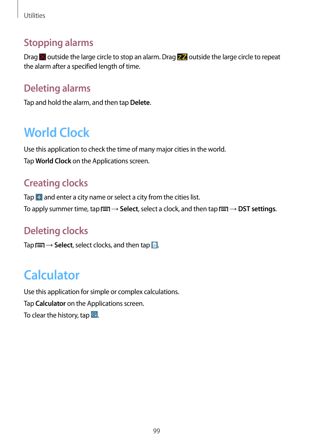 Samsung SM-P6000ZWEDBT, SM-P6000ZWAXEO, SM-P6000ZKEDBT, SM-P6000ZKAEUR, SM-P6000ZKAATO, SM-P6000ZWEATO World Clock, Calculator 