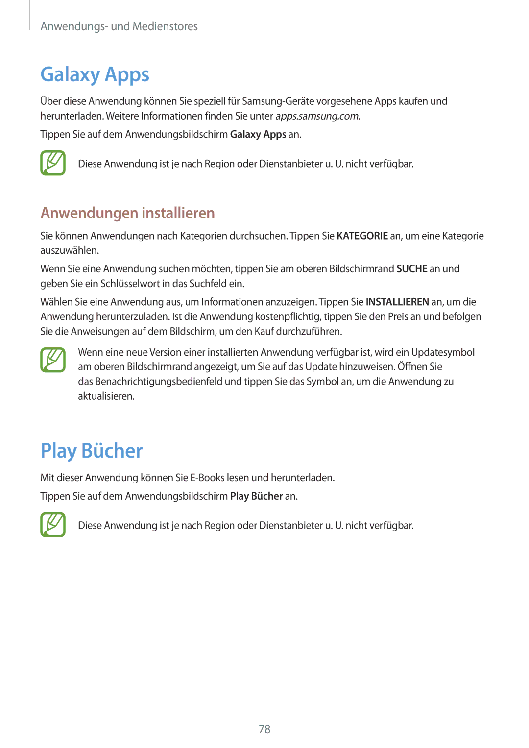Samsung SM-P6000ZKAXEF, SM-P6000ZWAXEO, SM-P6000ZKEDBT, SM-P6000ZKAEUR, SM-P6000ZKAATO manual Galaxy Apps, Play Bücher 