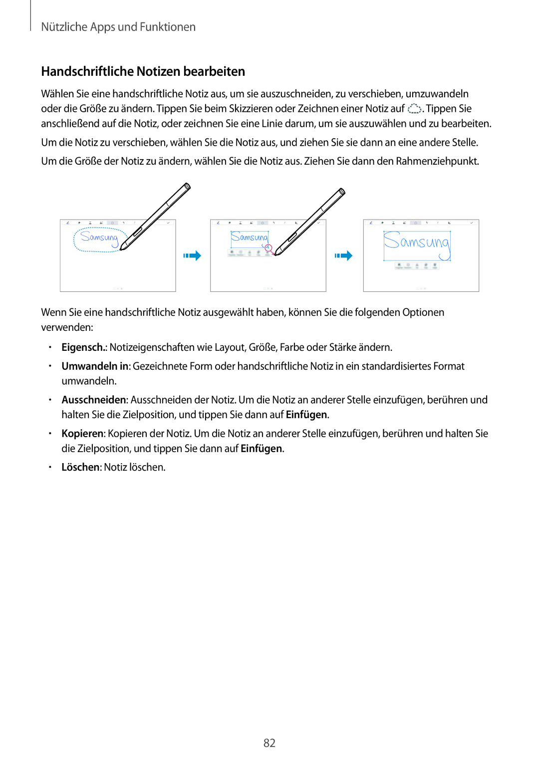 Samsung SM-P6000ZKAEUR, SM-P6000ZWAXEO, SM-P6000ZKEDBT, SM-P6000ZKAATO, SM-P6000ZWEATO Handschriftliche Notizen bearbeiten 