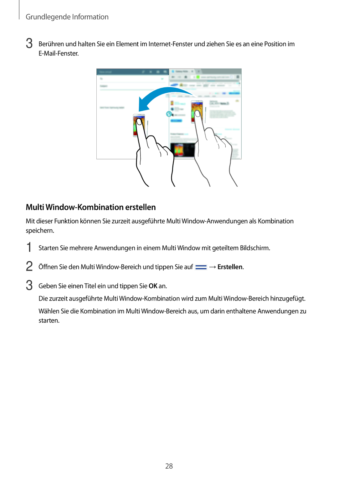 Samsung SM-P6000ZKATUR, SM-P6000ZWAXEO, SM-P6000ZKEDBT, SM-P6000ZKAEUR, SM-P6000ZKAATO Multi Window-Kombination erstellen 