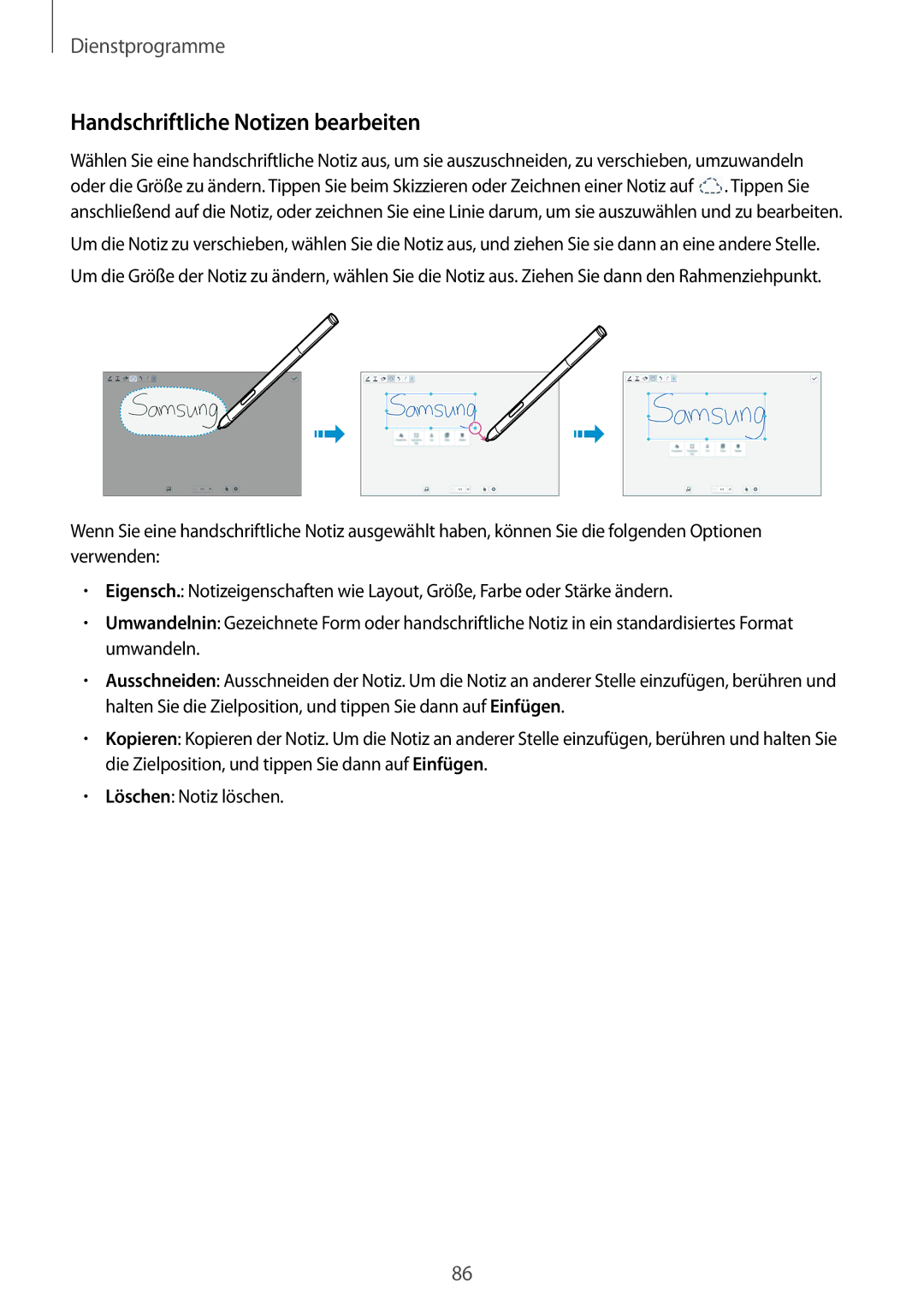 Samsung SM-P6000ZWAEUR, SM-P6000ZWAXEO, SM-P6000ZKEDBT, SM-P6000ZKAEUR, SM-P6000ZKAATO Handschriftliche Notizen bearbeiten 