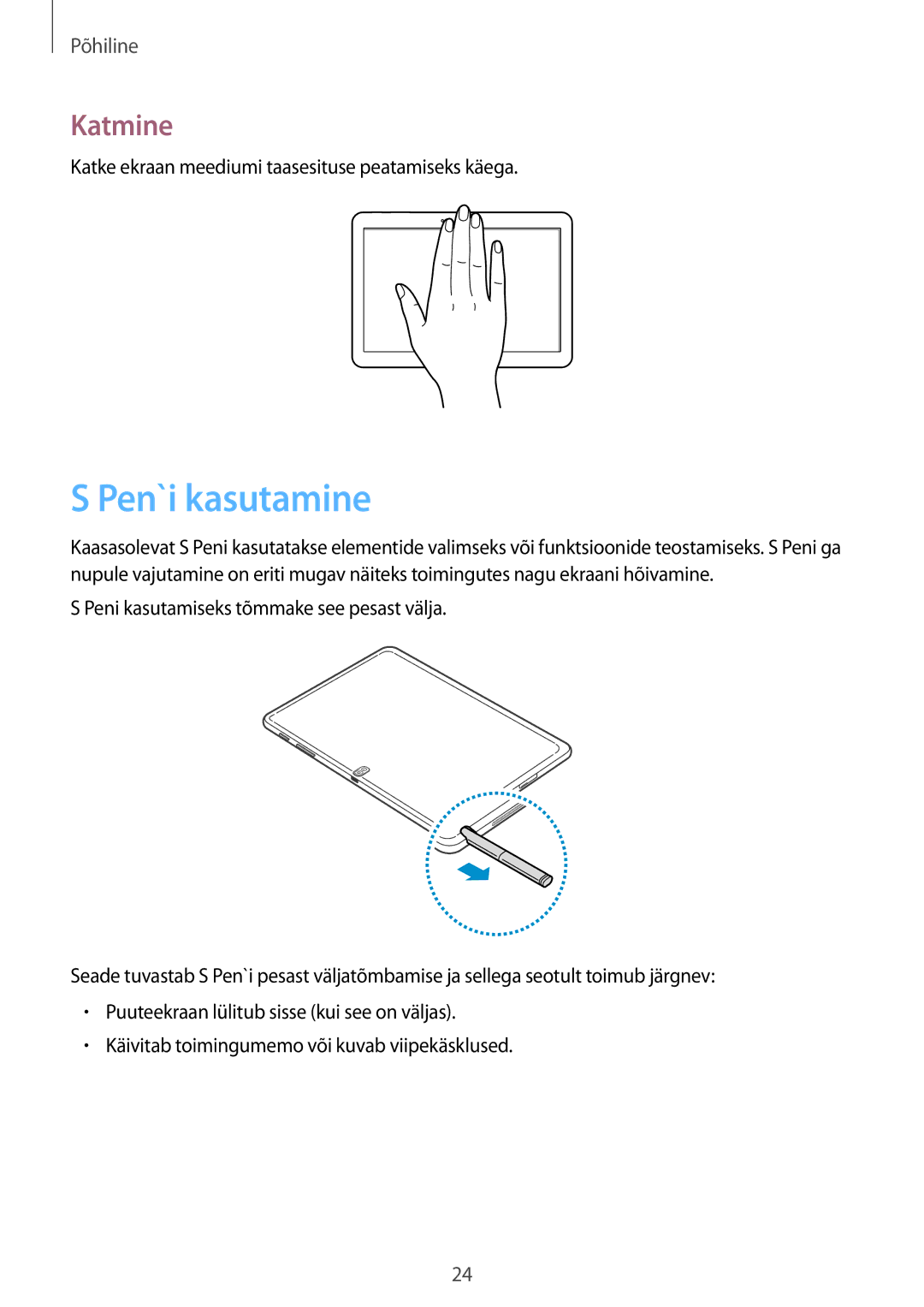 Samsung SM-P6000ZWESEB, SM-P6000ZKASEB, SM-P6000ZWASEB, SM-P6000ZKESEB manual Pen`i kasutamine, Katmine 