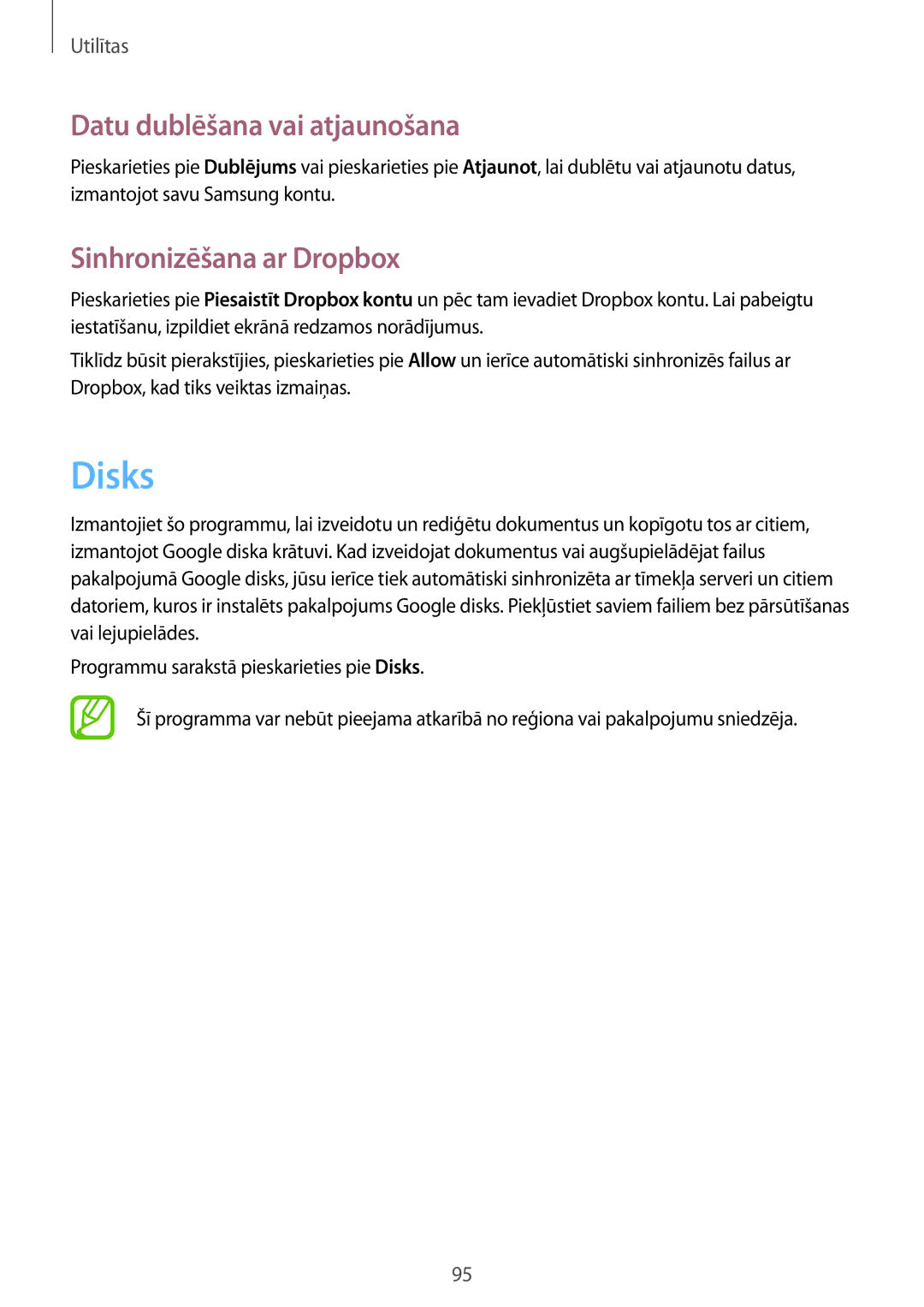 Samsung SM-P6000ZKESEB, SM-P6000ZWESEB, SM-P6000ZKASEB Disks, Datu dublēšana vai atjaunošana, Sinhronizēšana ar Dropbox 