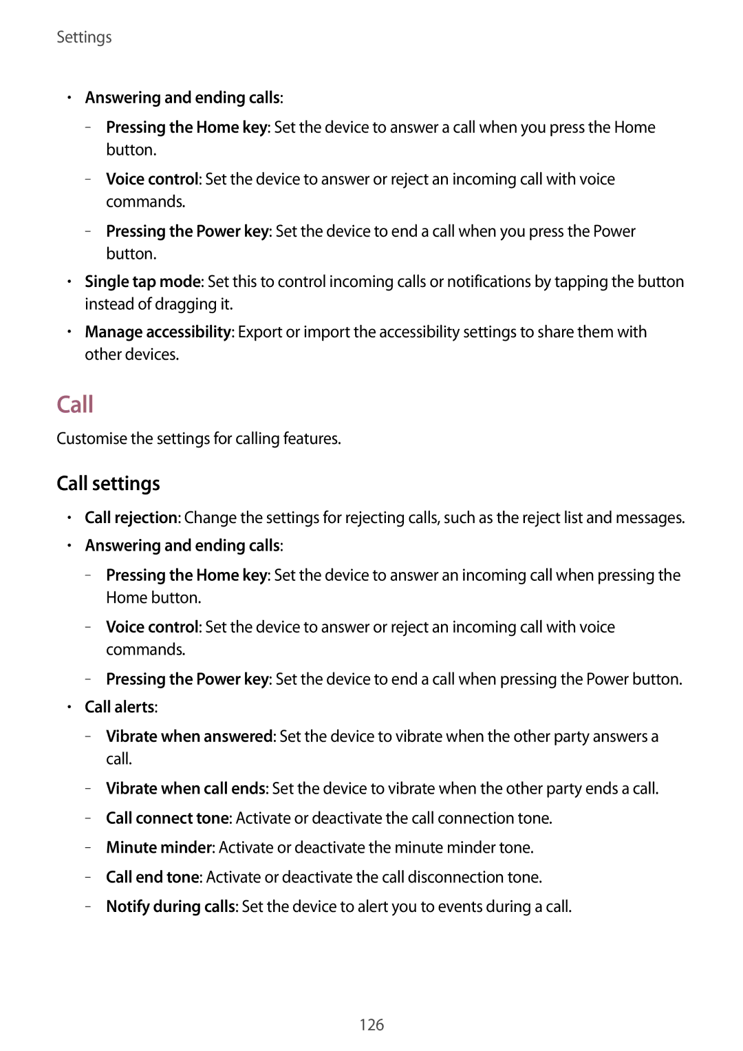 Samsung SM-P6010ZWAMGF, SM-P6010ZKAXXV, SM-P6010ZWAXXV manual Call settings, Answering and ending calls, Call alerts 