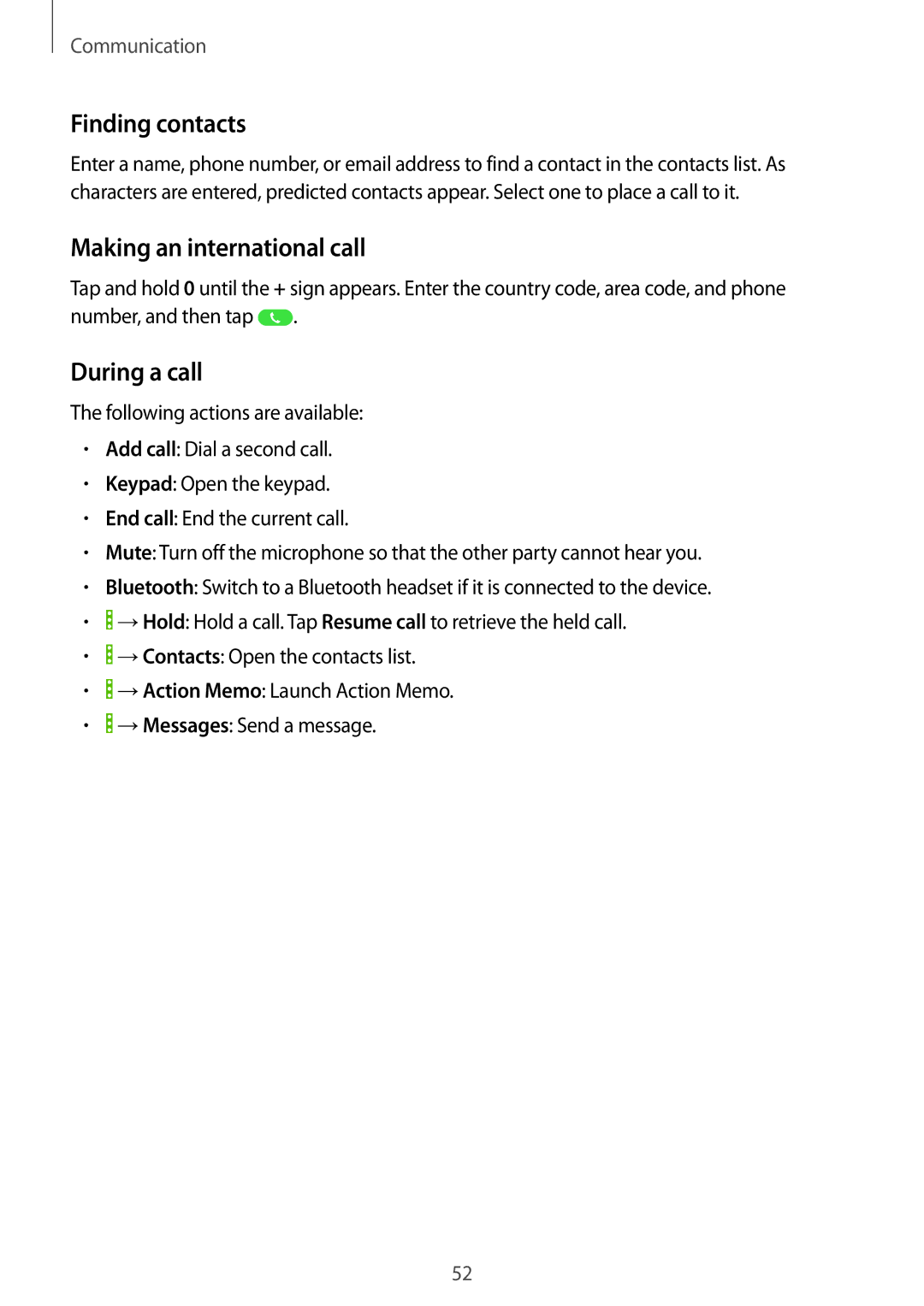 Samsung SM-P6010ZKESER, SM-P6010ZKAXXV, SM-P6010ZWAXXV manual Finding contacts, Making an international call, During a call 