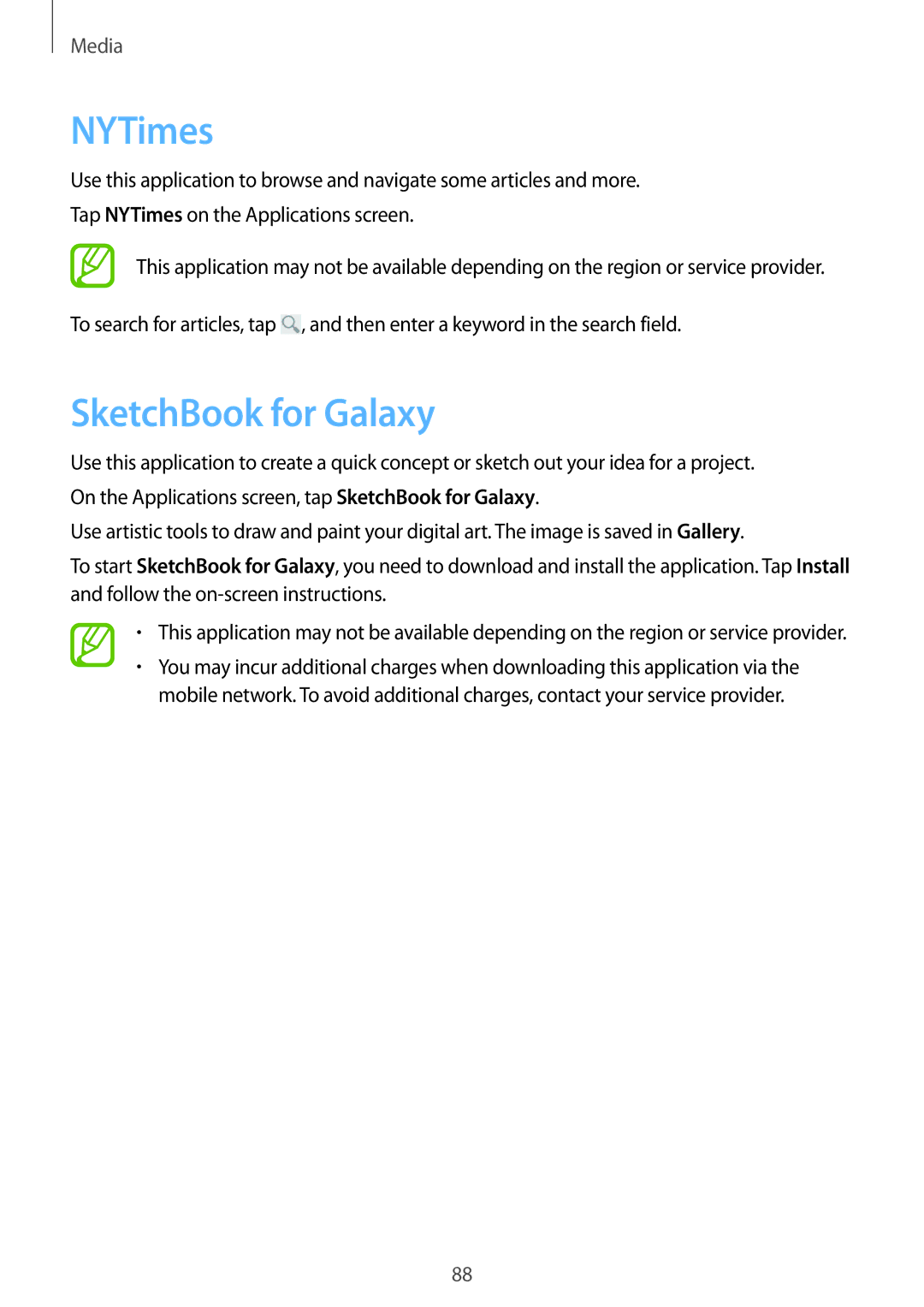 Samsung SM-P6010ZWEMGF, SM-P6010ZKAXXV, SM-P6010ZWAXXV, SM-P6010ZKESER, SM-P6010ZKAMGF manual NYTimes, SketchBook for Galaxy 