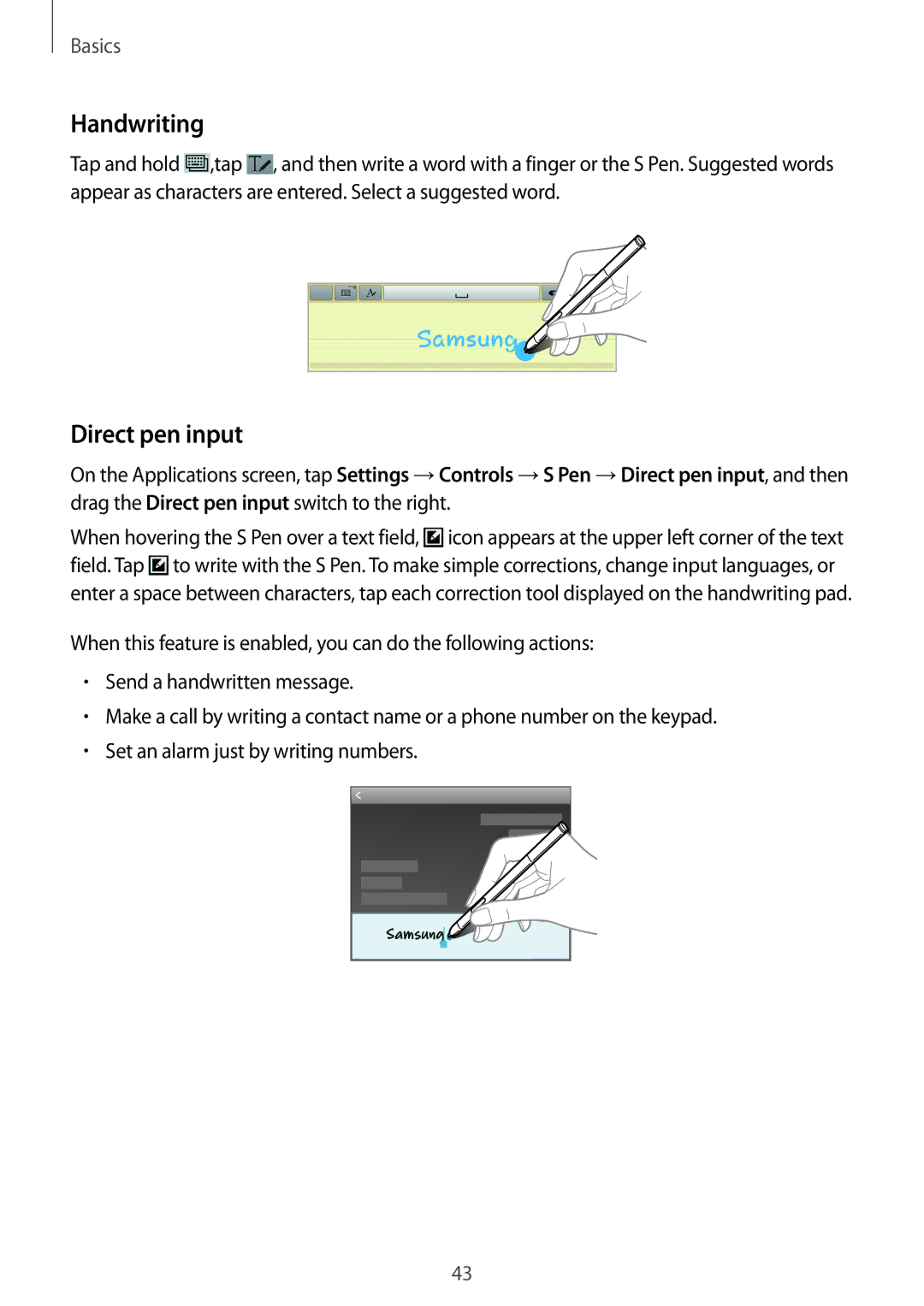 Samsung SM-P6010ZKAMGF, SM-P6010ZKAXXV, SM-P6010ZWAXXV, SM-P6010ZKESER, SM-P6010ZKASER manual Handwriting, Direct pen input 