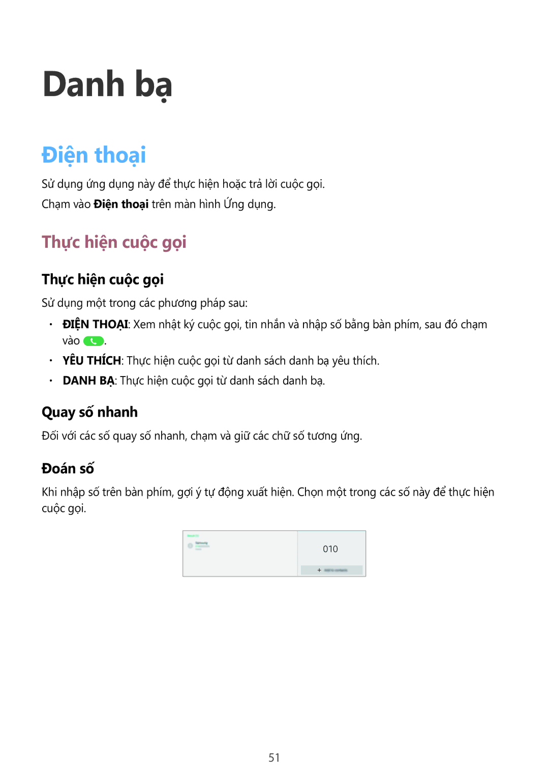 Samsung SM-P6010ZWAXXV, SM-P6010ZKAXXV manual Danh bạ, Điện thoại, Thực hiện cuộc gọi 