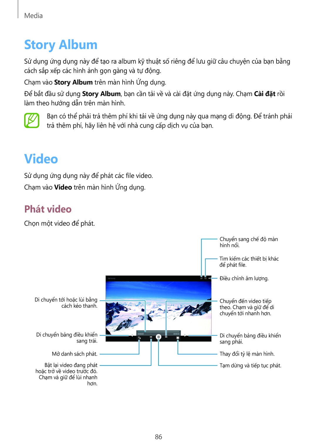 Samsung SM-P6010ZKAXXV, SM-P6010ZWAXXV manual Story Album, Video 