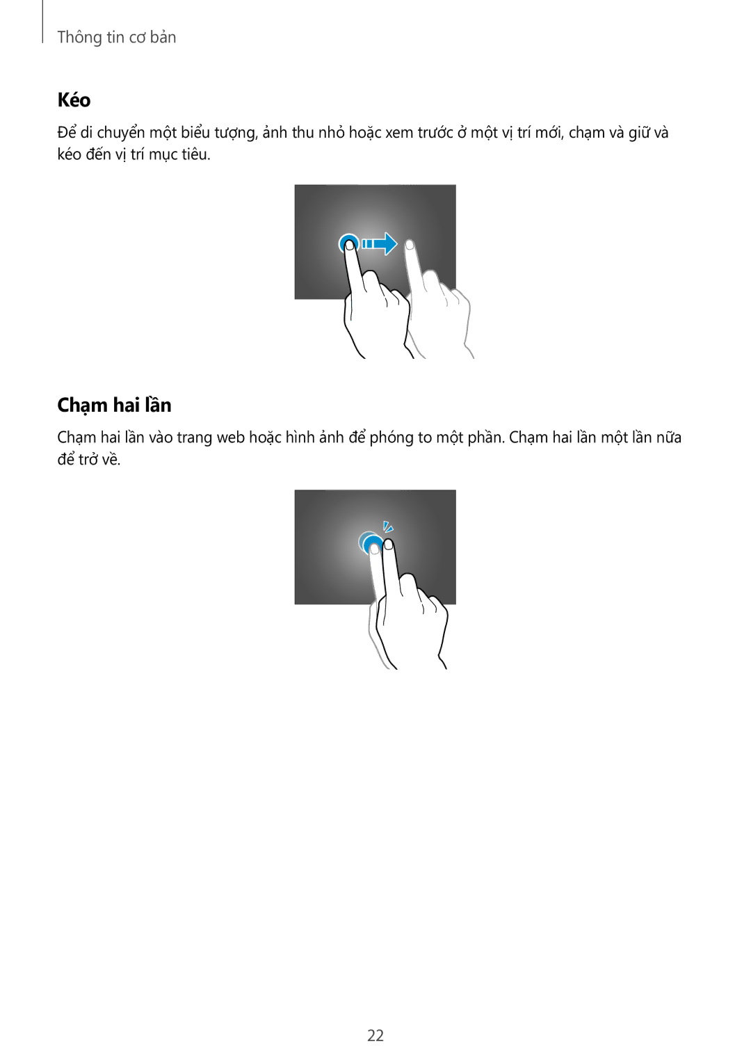 Samsung SM-P6010ZKAXXV, SM-P6010ZWAXXV manual Kéo, Chạm hai lần 
