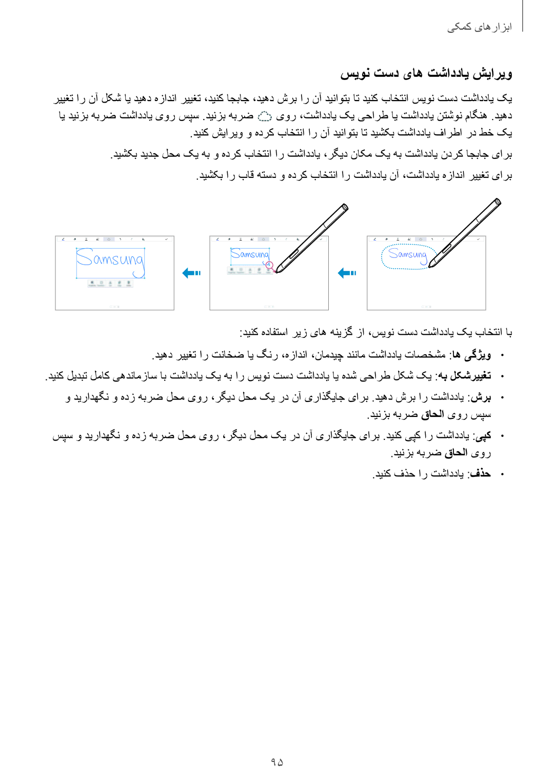 Samsung SM-P6010ZWATHR manual سیون تسد یاه تشاددای شیاریو 