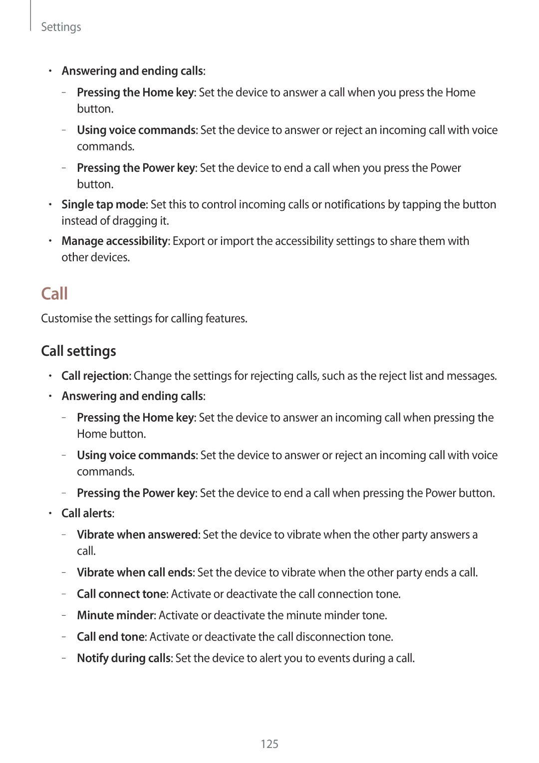 Samsung SM-P6050ZWZSER, SM-P6050ZKAITV, SM-P6050ZKEDBT manual Call settings, Answering and ending calls, Call alerts 