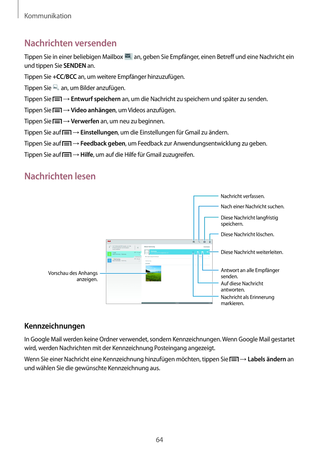 Samsung SM-P6050ZWAATO, SM-P6050ZKAITV, SM-P6050ZKEDBT, SM-P6050ZWEDBT, SM-P6050ZWASEB, SM-P6050ZWADBT manual Kennzeichnungen 