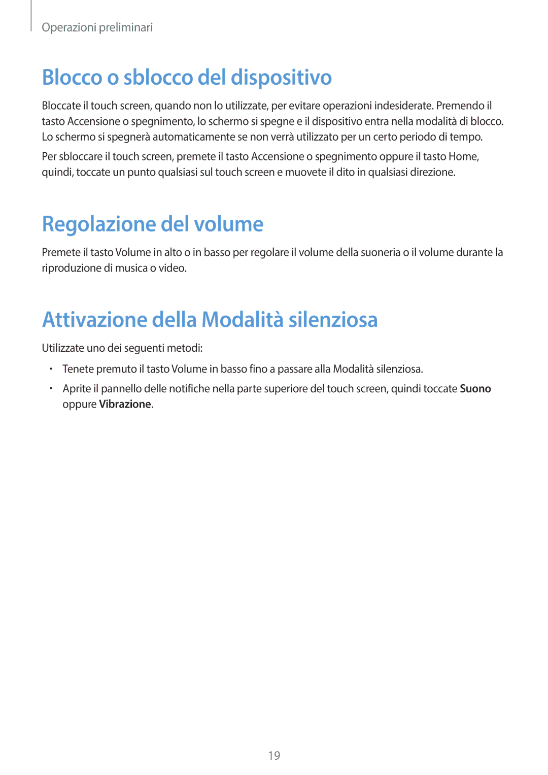 Samsung SM-P6050ZWAITV Blocco o sblocco del dispositivo, Regolazione del volume, Attivazione della Modalità silenziosa 