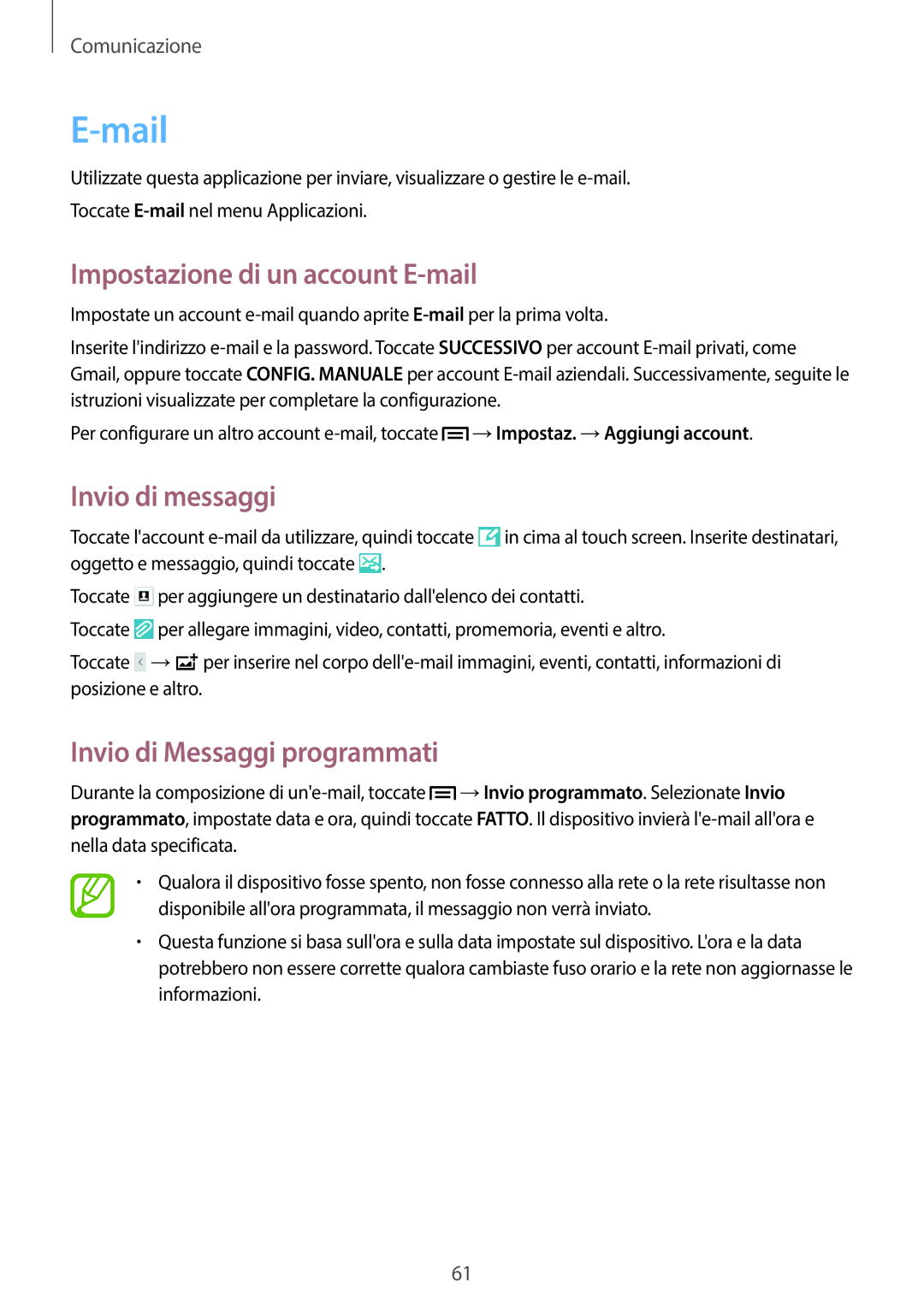 Samsung SM-P6050ZWAHUI, SM-P6050ZKAITV, SM-P6050ZWAITV, SM-P6050ZKAXEF manual Mail, Impostazione di un account E-mail 