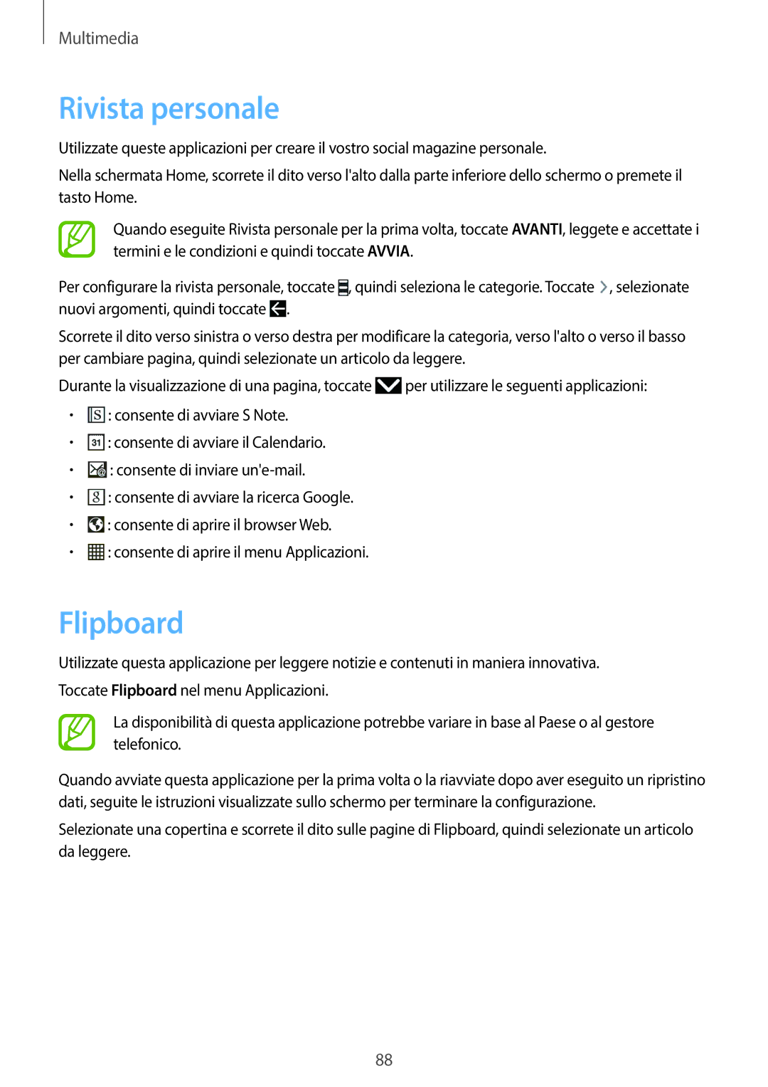 Samsung SM-P6050ZWAHUI, SM-P6050ZKAITV, SM-P6050ZWAITV, SM-P6050ZKAXEF, SM-P6050ZWATIM manual Rivista personale, Flipboard 