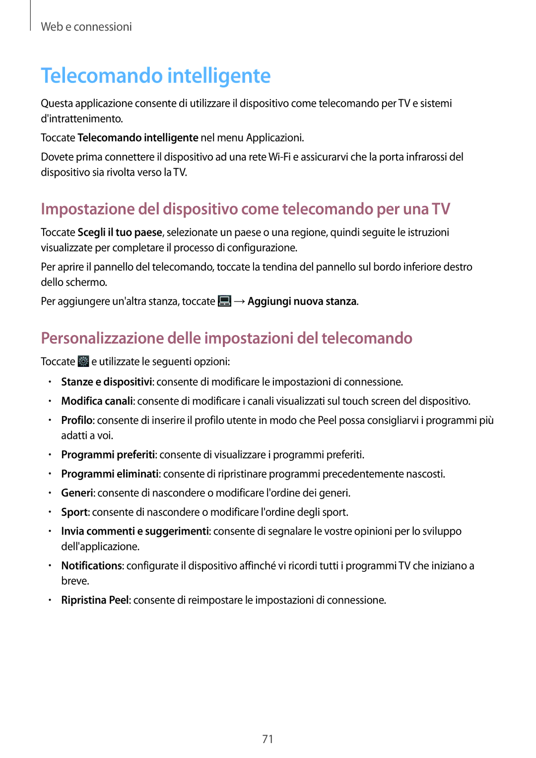 Samsung SM-P6050ZKAOMN, SM-P6050ZKAITV Telecomando intelligente, Impostazione del dispositivo come telecomando per una TV 