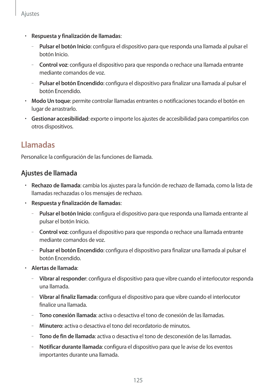 Samsung SM-P6050ZWEPHE manual Llamadas, Ajustes de llamada, Respuesta y finalización de llamadas, Alertas de llamada 