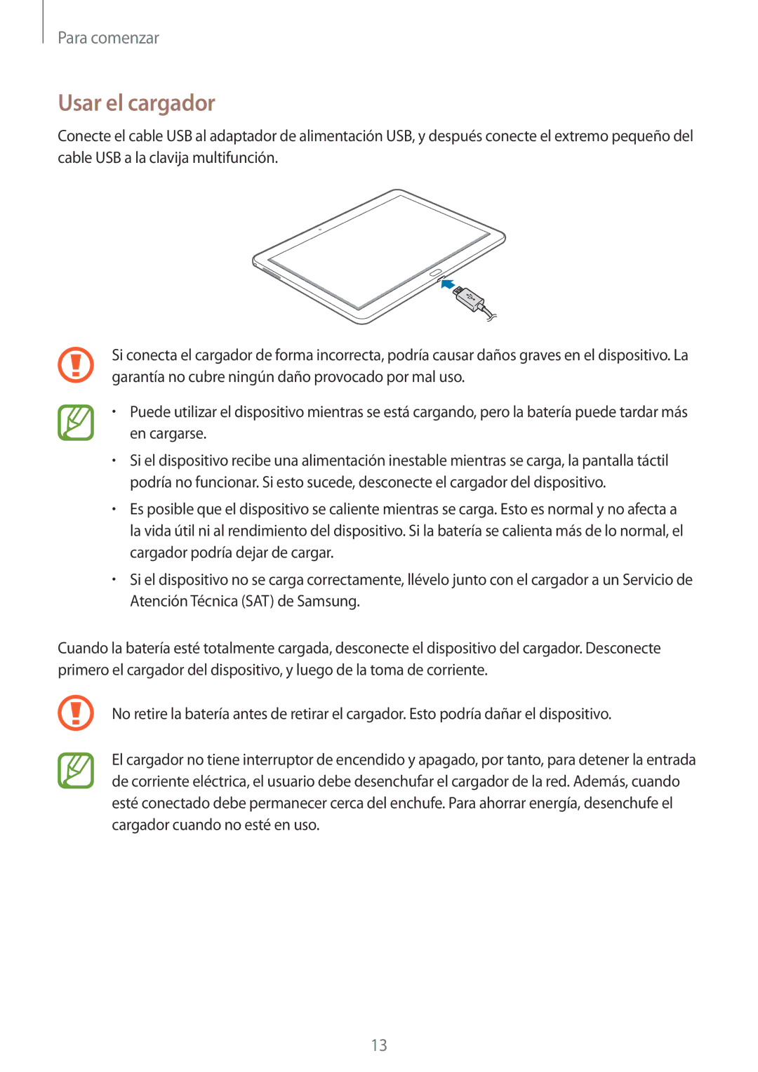 Samsung SM-P6050ZWEPHE, SM-P6050ZKATMN, SM-P6050ZWATPH, SM-P6050ZKADBT, SM-P6050ZKAPHE, SM-P6050ZWAROM manual Usar el cargador 