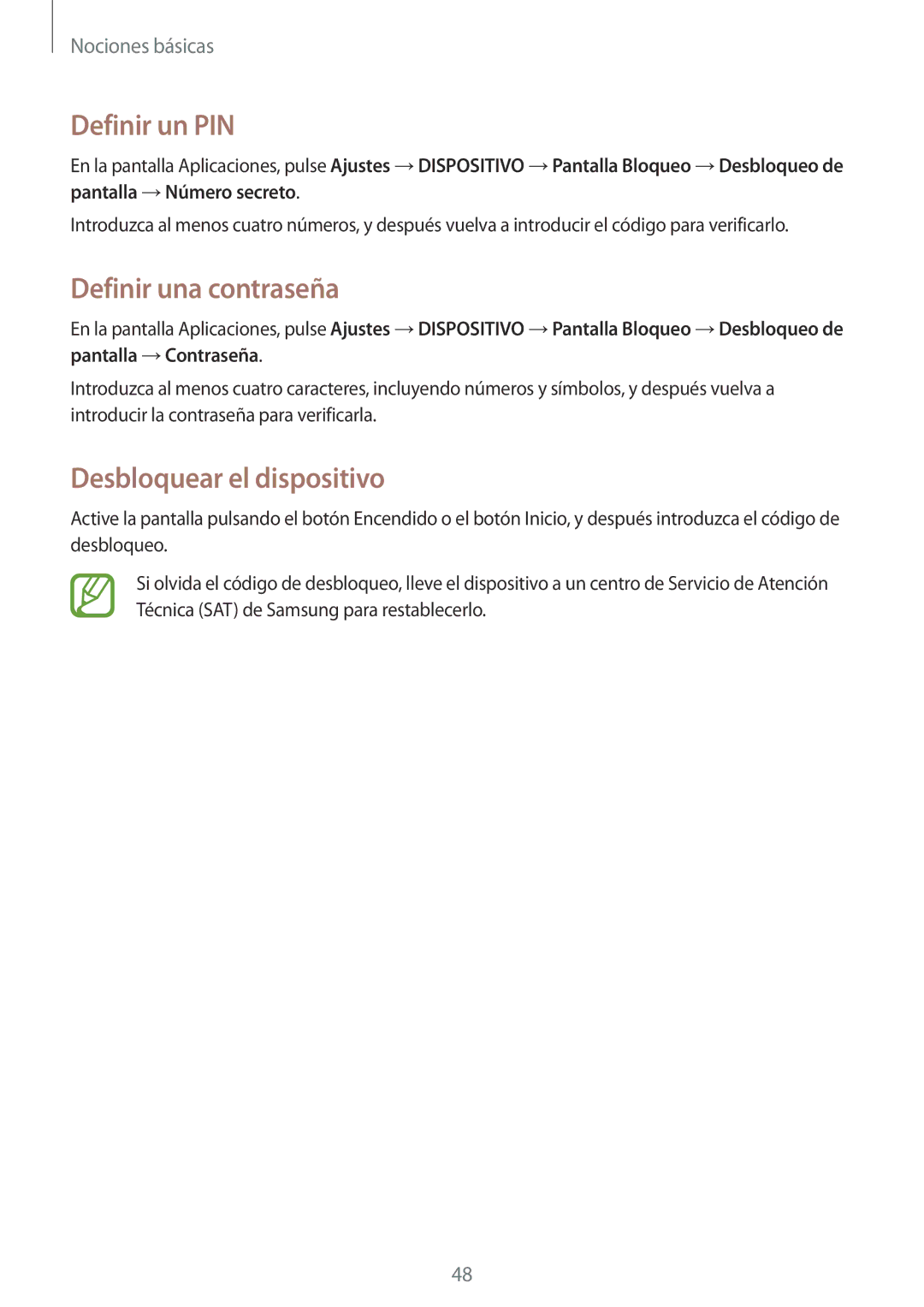 Samsung SM-P6050ZKATMN, SM-P6050ZWATPH, SM-P6050ZKADBT Definir un PIN, Definir una contraseña, Desbloquear el dispositivo 