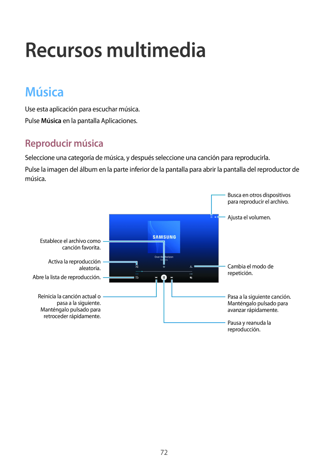 Samsung SM-P6050ZKATMN, SM-P6050ZWATPH, SM-P6050ZKADBT, SM-P6050ZKAPHE, SM-P6050ZWAROM manual Música, Reproducir música 