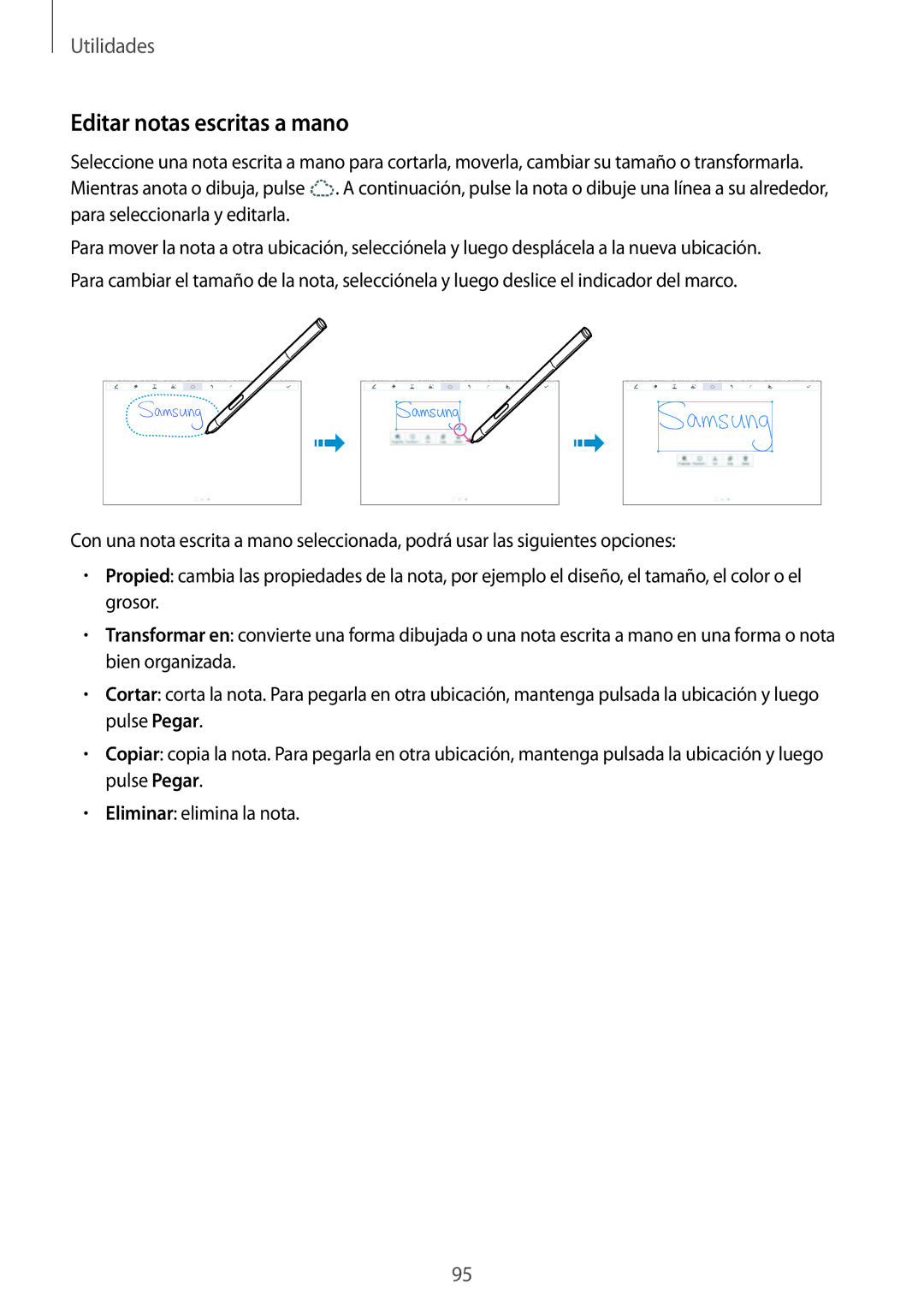 Samsung SM-P6050ZKEPHE, SM-P6050ZKATMN, SM-P6050ZWATPH, SM-P6050ZKADBT, SM-P6050ZKAPHE manual Editar notas escritas a mano 