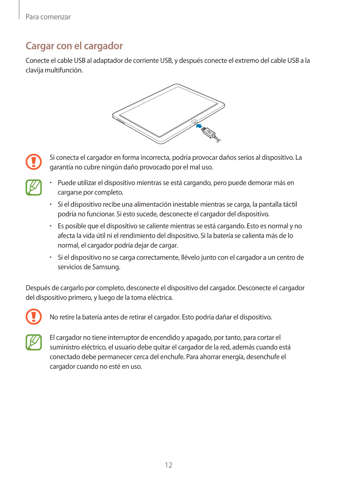 Samsung SM-P6050ZWAROM, SM-P6050ZKATMN, SM-P6050ZWATPH, SM-P6050ZKADBT, SM-P6050ZKAPHE, SM-P6050ZWEPHE Cargar con el cargador 