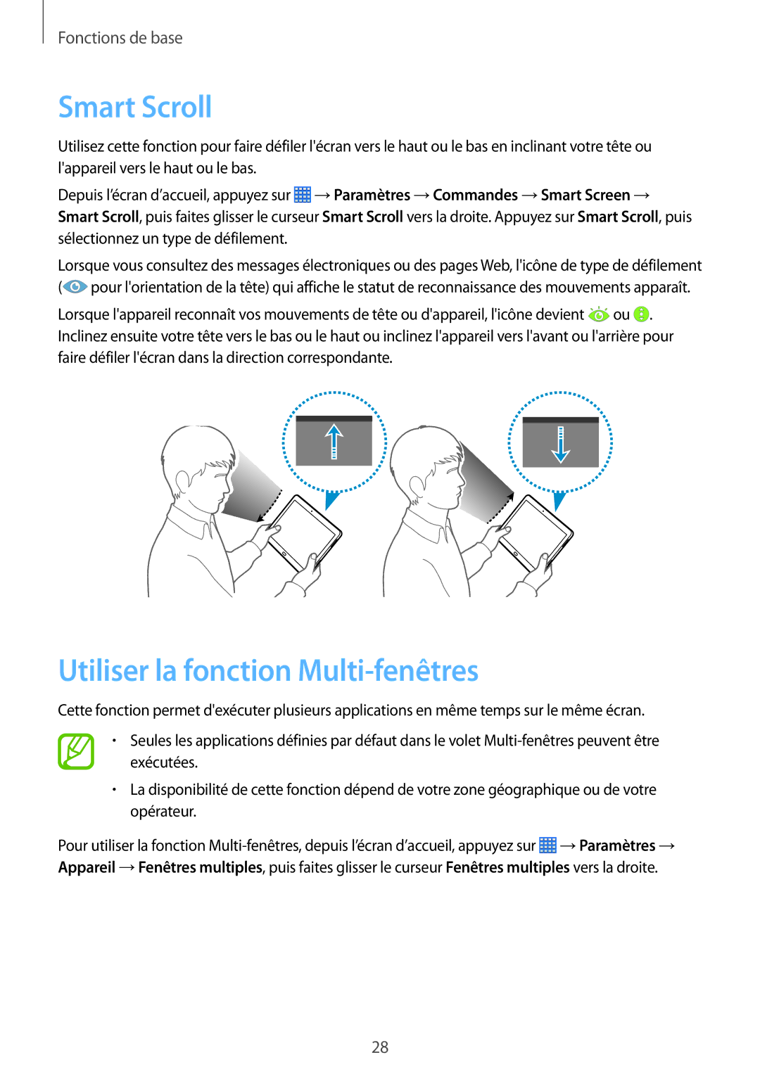 Samsung SM-P6050ZKAXEF, SM-P6050ZWAXEF manual Smart Scroll, Utiliser la fonction Multi-fenêtres 