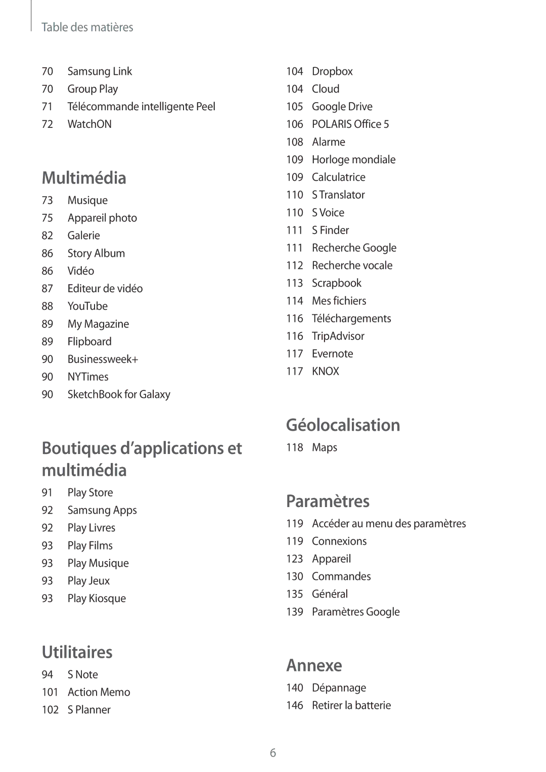 Samsung SM-P6050ZKAXEF, SM-P6050ZWAXEF manual Géolocalisation 