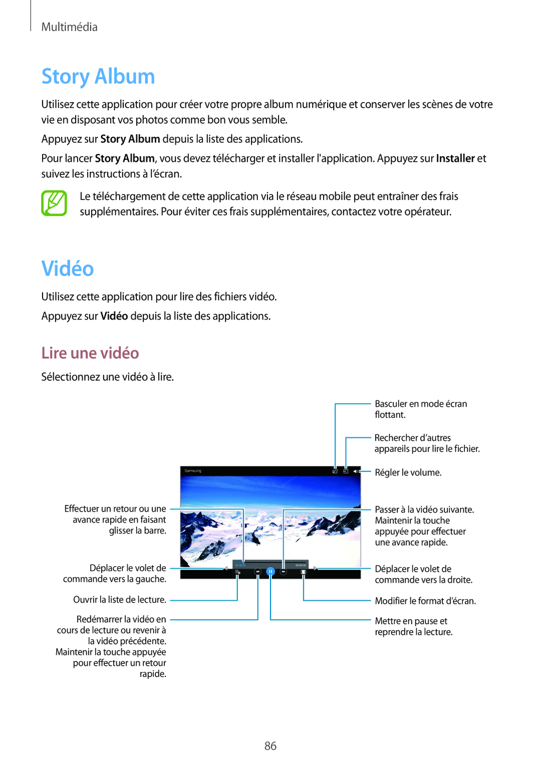 Samsung SM-P6050ZKAXEF, SM-P6050ZWAXEF manual Story Album, Vidéo 