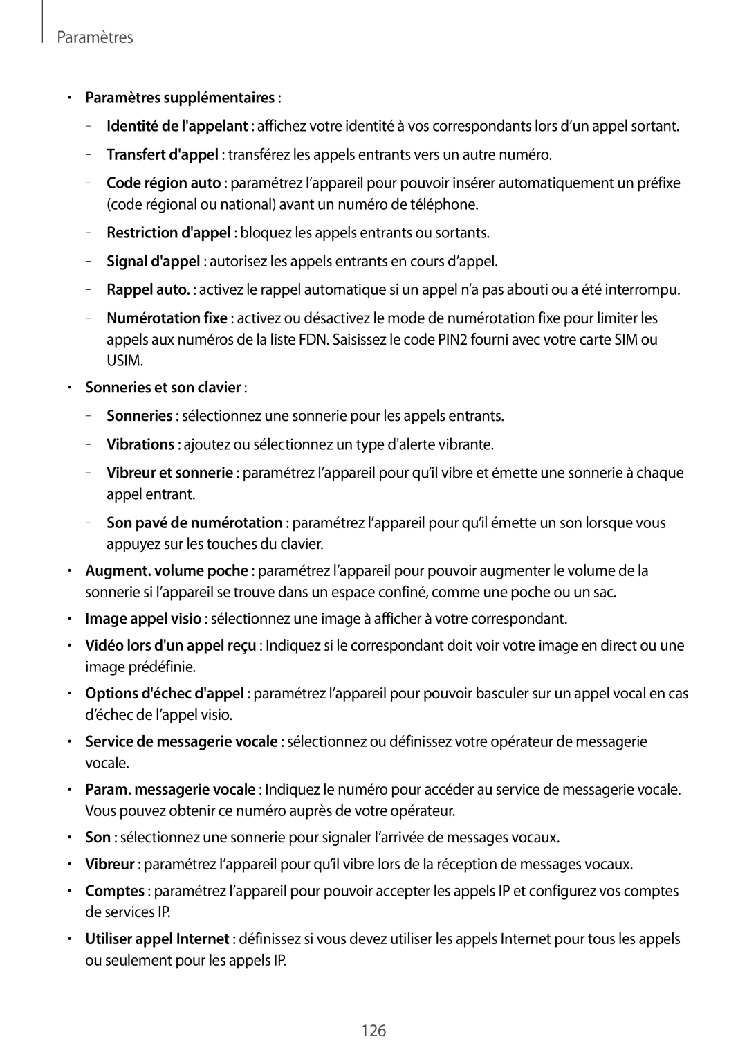 Samsung SM-P6050ZKAXEF, SM-P6050ZWAXEF manual Paramètres supplémentaires, Sonneries et son clavier 