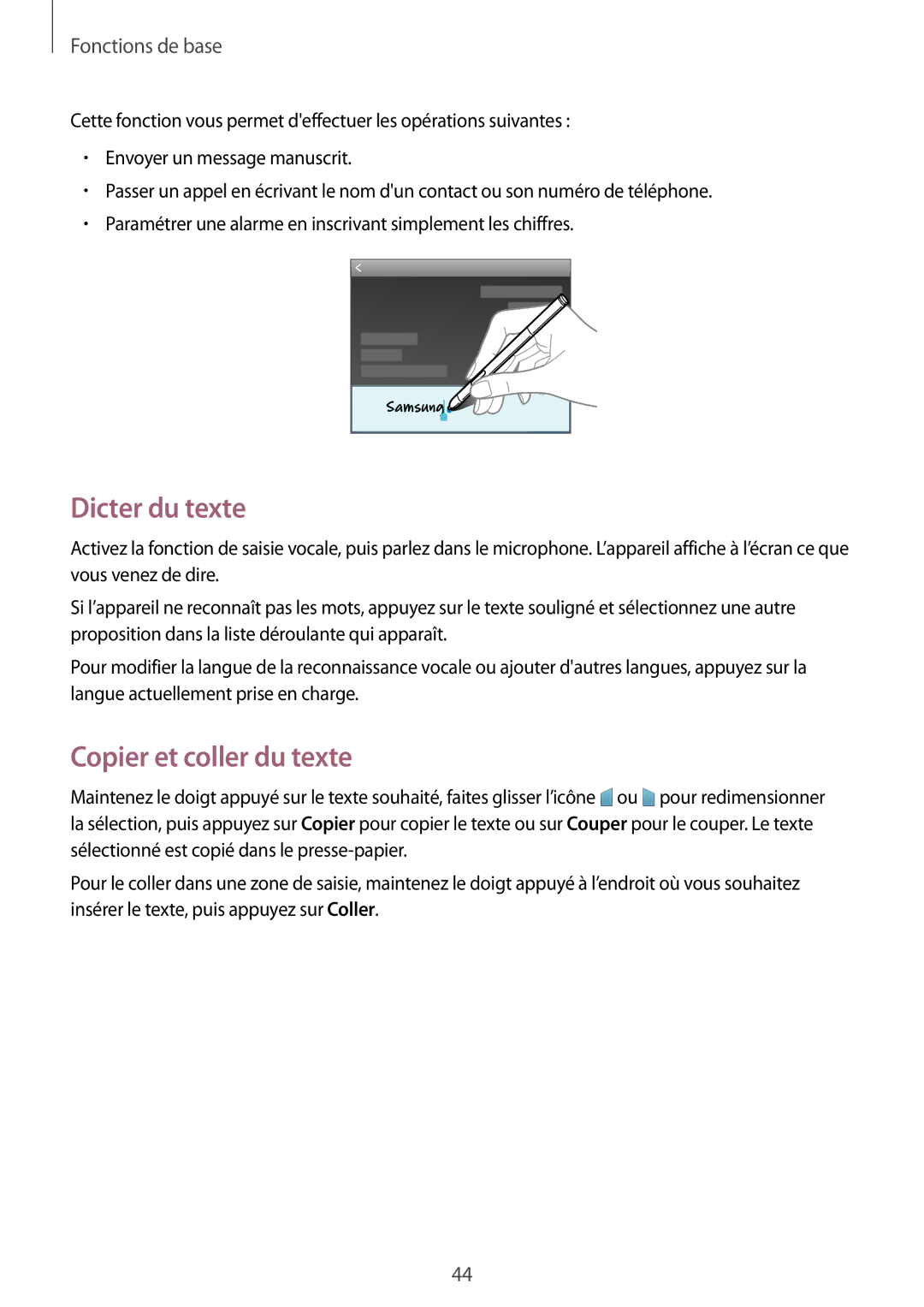 Samsung SM-P6050ZKAXEF, SM-P6050ZWAXEF manual Dicter du texte, Copier et coller du texte 