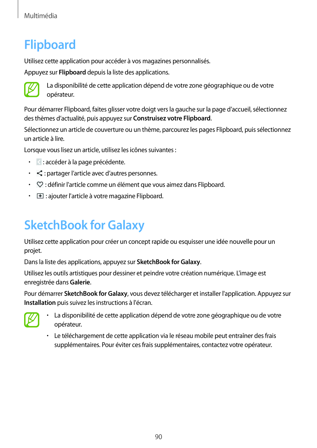 Samsung SM-P6050ZKAXEF, SM-P6050ZWAXEF manual Flipboard, SketchBook for Galaxy 