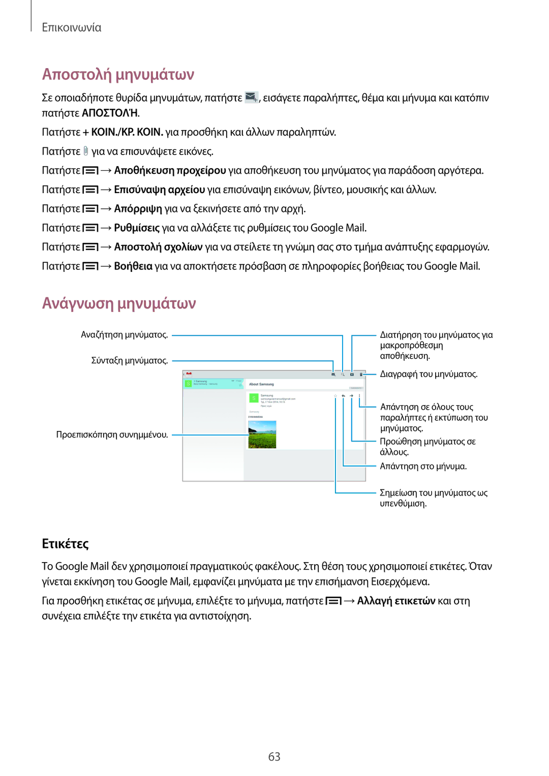 Samsung SM-P6050ZKAEUR, SM-P6050ZWAEUR manual Ετικέτες 