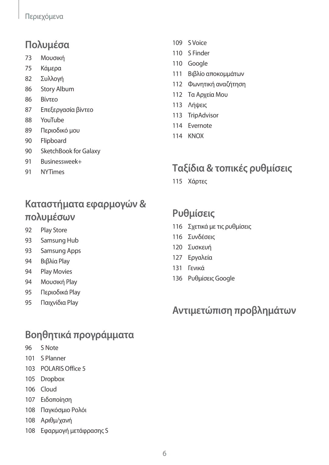 Samsung SM-P6050ZWAEUR, SM-P6050ZKAEUR manual Ταξίδια & τοπικές ρυθμίσεις 