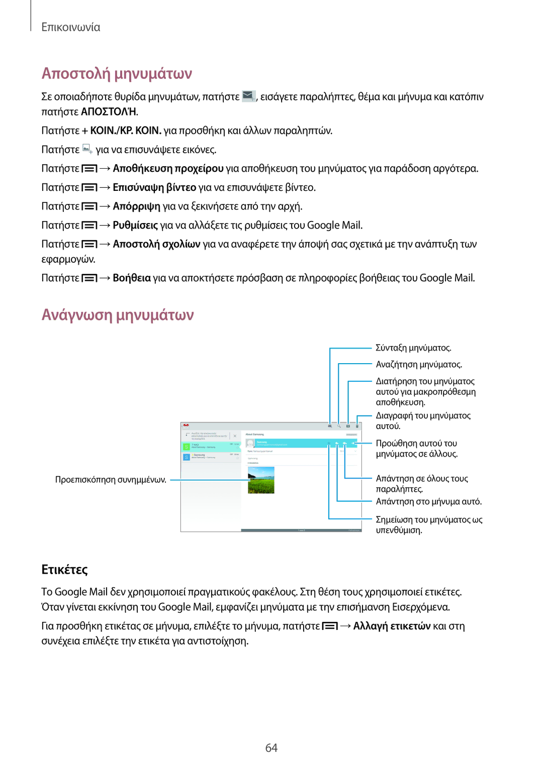 Samsung SM-P6050ZWAEUR, SM-P6050ZKAEUR manual Ετικέτες 