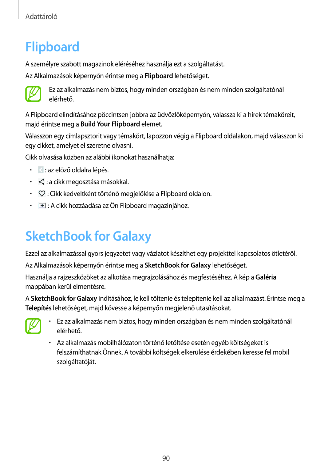 Samsung SM-P6050ZWAATO, SM-P6050ZWAITV, SM-P6050ZWAEUR, SM-P6050ZKAEUR, SM-P6050ZKAATO manual Flipboard, SketchBook for Galaxy 