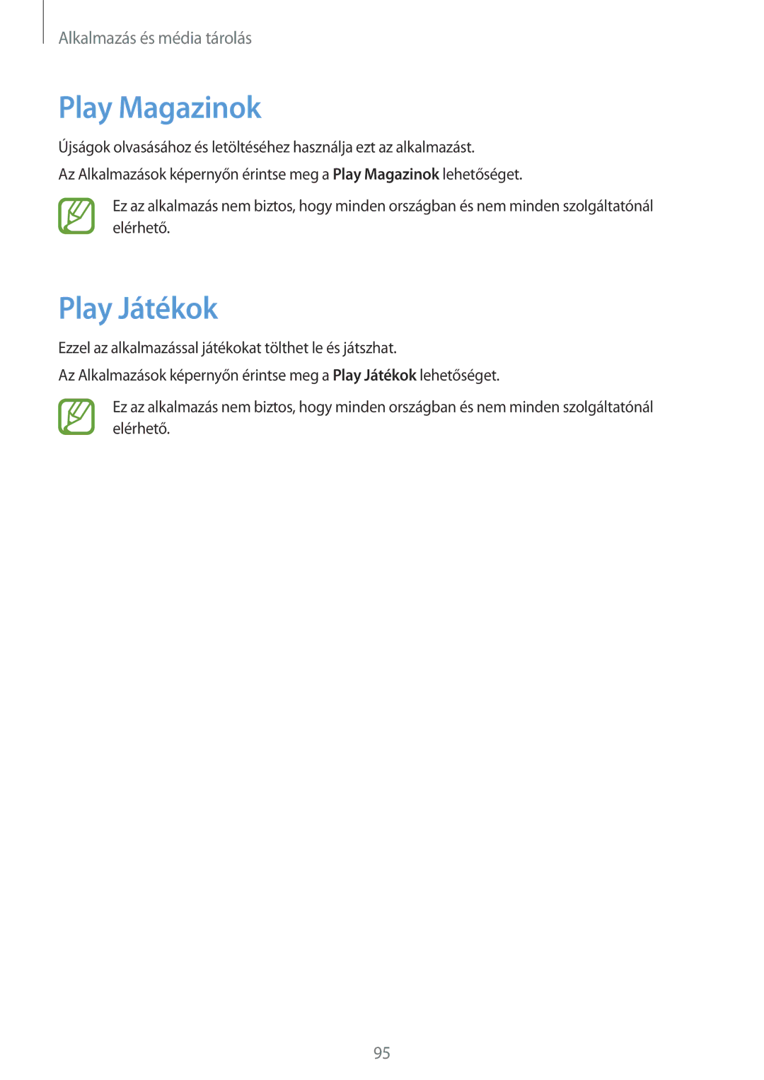 Samsung SM-P6050ZWEMTL, SM-P6050ZWAITV, SM-P6050ZWAEUR, SM-P6050ZWAATO, SM-P6050ZKAEUR manual Play Magazinok, Play Játékok 