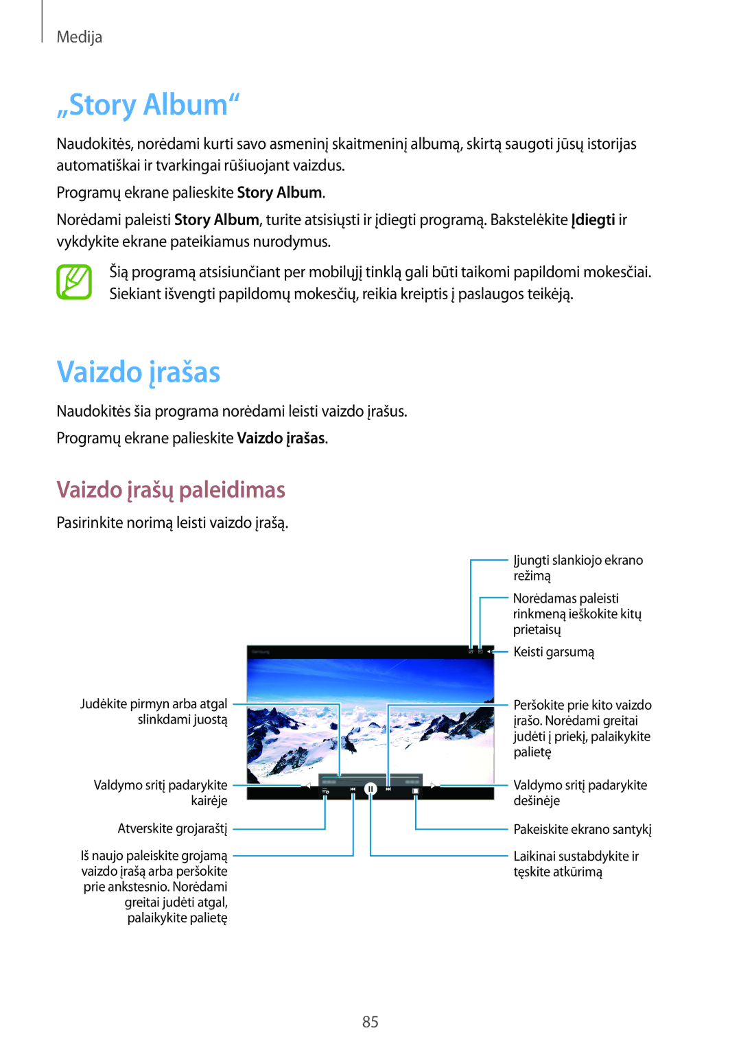 Samsung SM-P6050ZKASEB, SM-P6050ZWASEB, SM-P6050ZKESEB, SM-P6050ZWESEB manual „Story Album, Vaizdo įrašas 