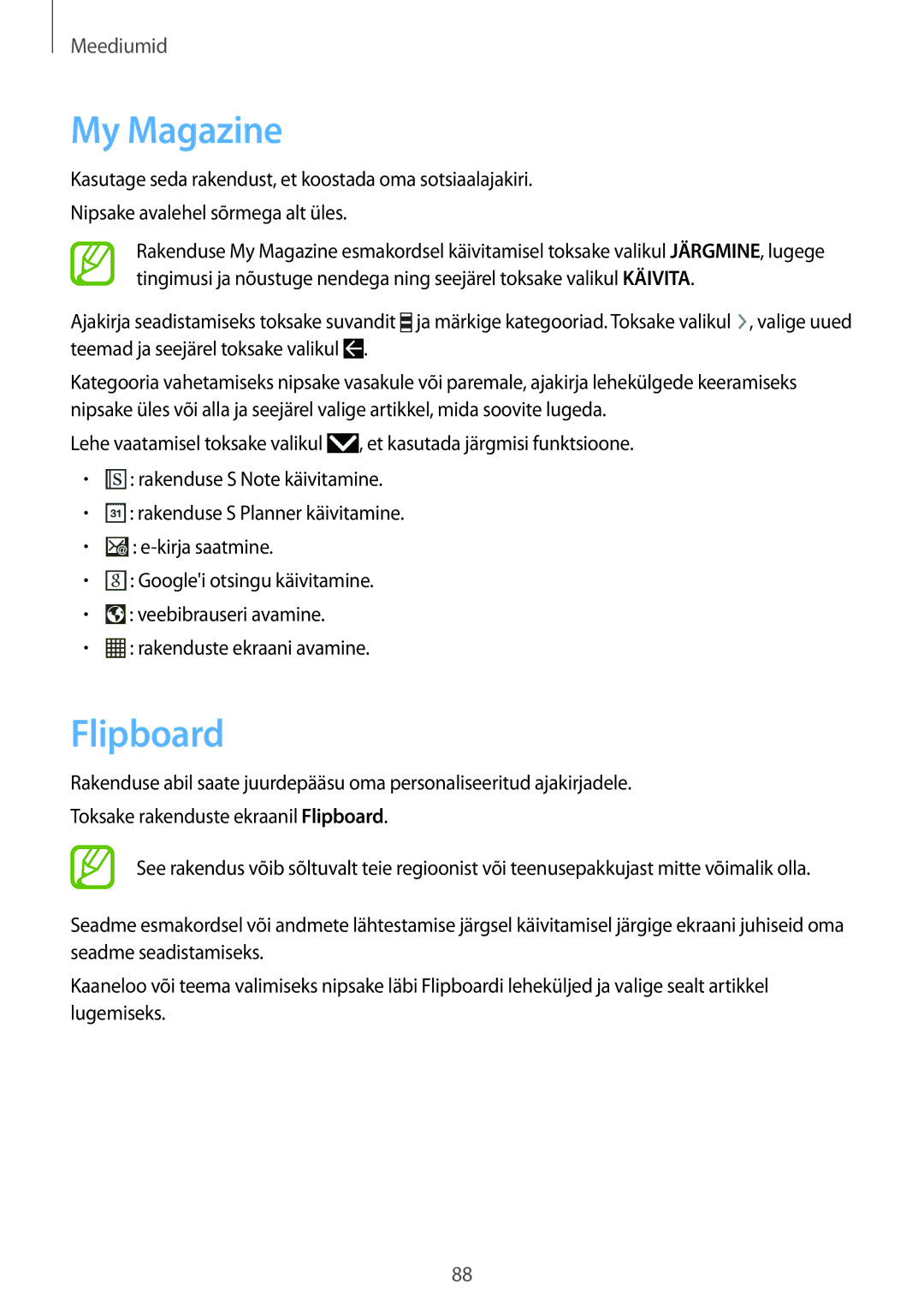 Samsung SM-P6050ZWASEB, SM-P6050ZKASEB, SM-P6050ZKESEB, SM-P6050ZWESEB manual My Magazine, Flipboard 