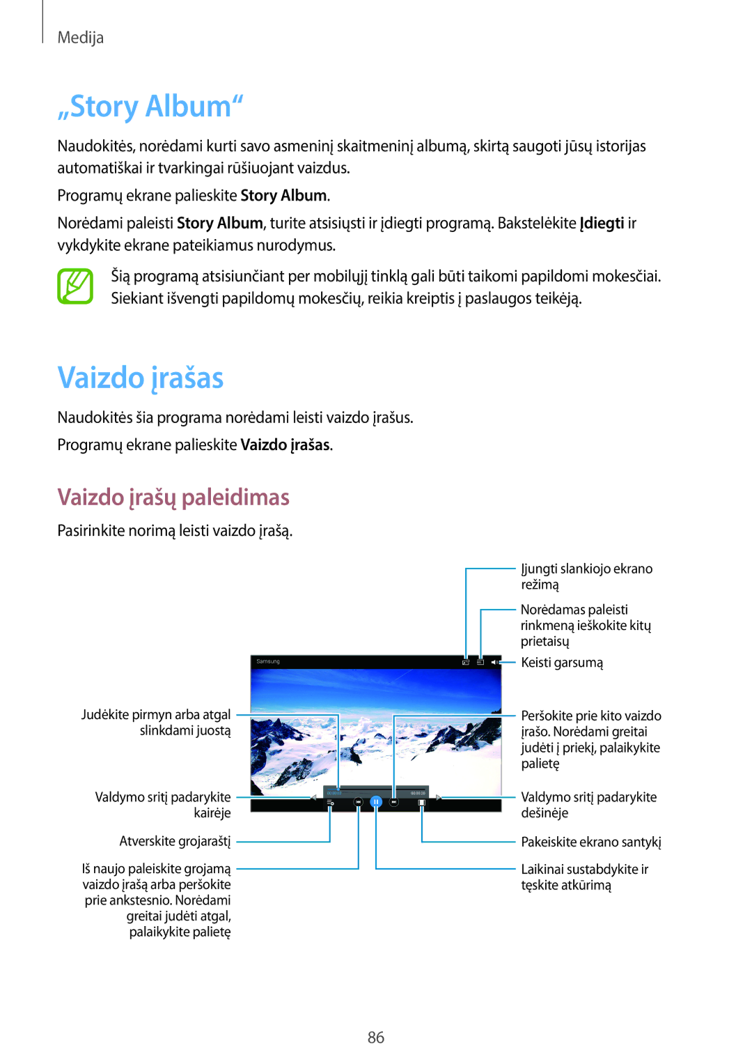 Samsung SM-P6050ZKESEB, SM-P6050ZWASEB, SM-P6050ZKASEB, SM-P6050ZWESEB manual „Story Album, Vaizdo įrašas 
