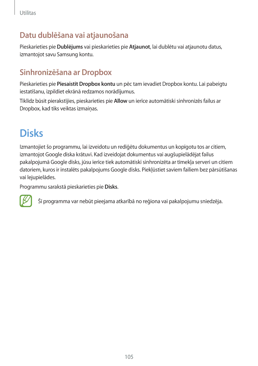 Samsung SM-P6050ZKASEB, SM-P6050ZWASEB, SM-P6050ZKESEB Disks, Datu dublēšana vai atjaunošana, Sinhronizēšana ar Dropbox 