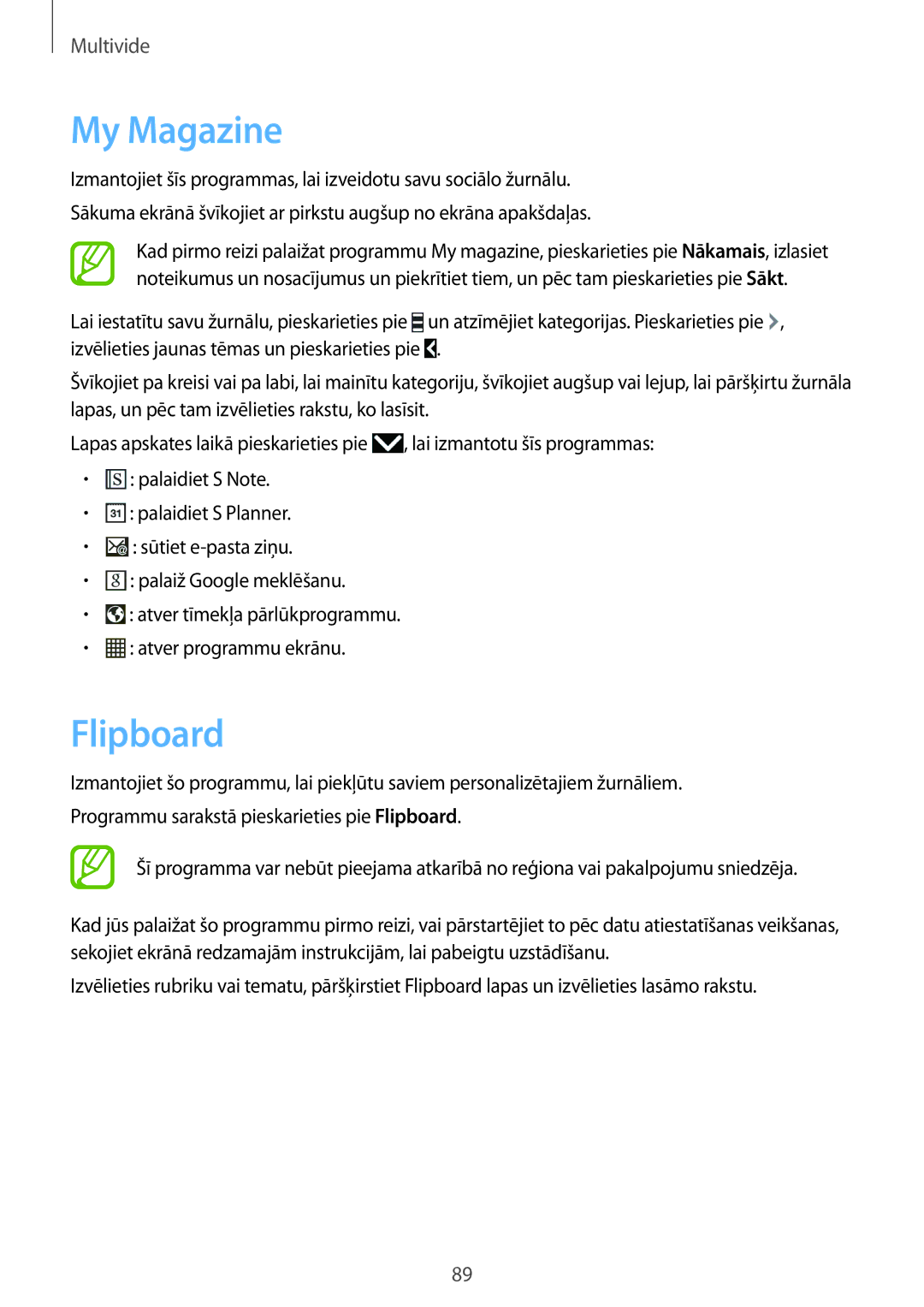 Samsung SM-P6050ZKASEB, SM-P6050ZWASEB, SM-P6050ZKESEB, SM-P6050ZWESEB manual My Magazine, Flipboard 