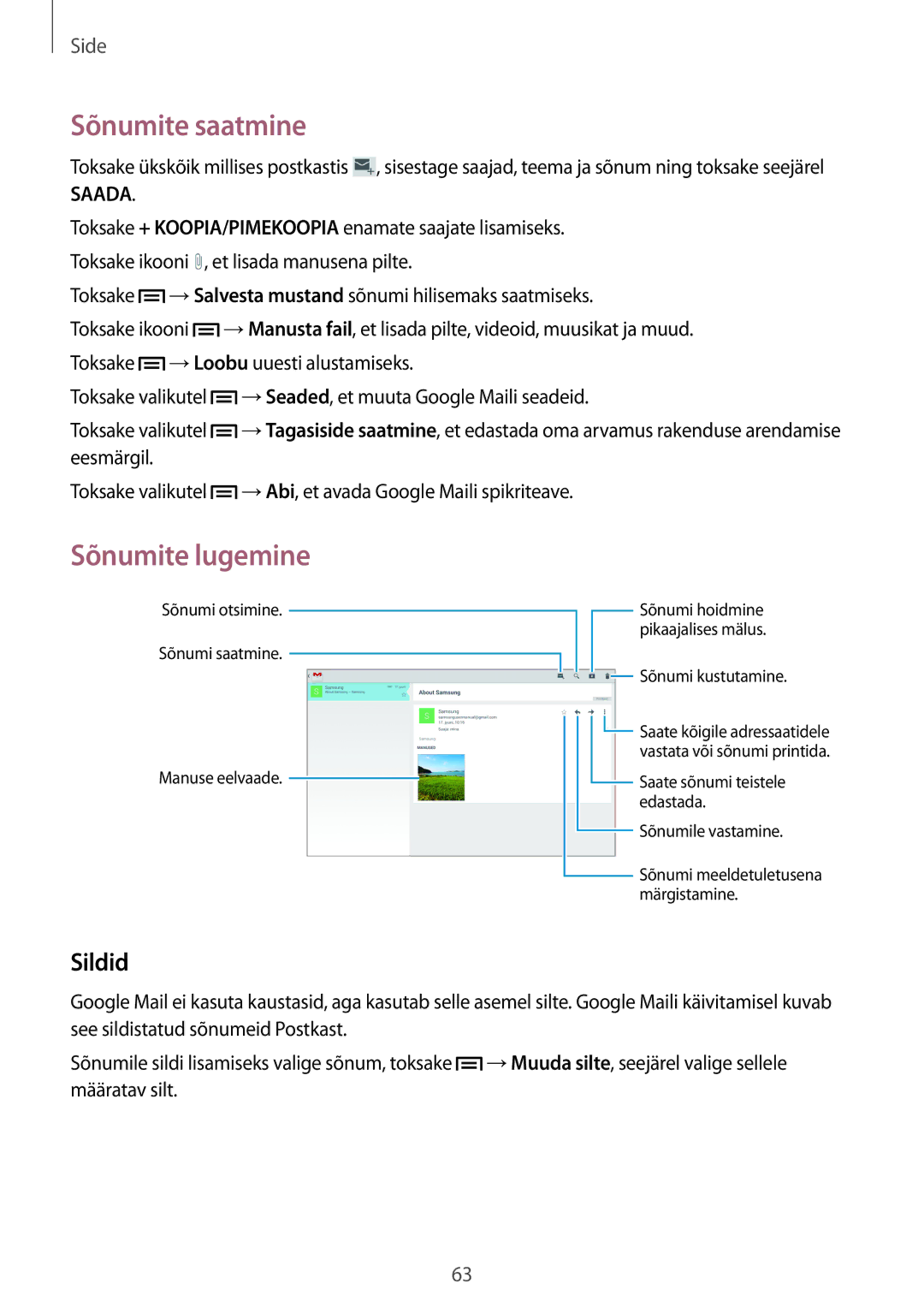 Samsung SM-P6050ZWESEB, SM-P6050ZWASEB, SM-P6050ZKASEB, SM-P6050ZKESEB manual Sildid, Saada 