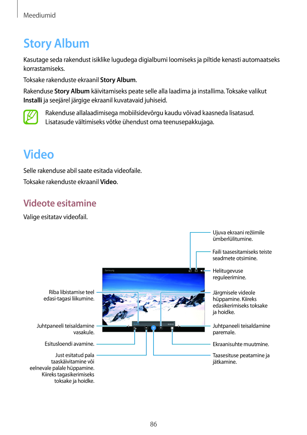 Samsung SM-P6050ZKESEB, SM-P6050ZWASEB, SM-P6050ZKASEB, SM-P6050ZWESEB manual Story Album, Video 