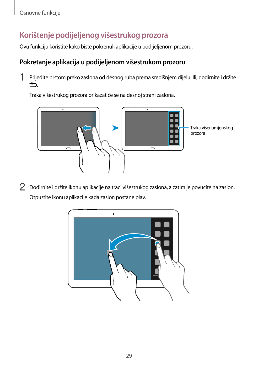 Samsung SM-P6050ZKESEE, SM-P6050ZWESEE, SM-P6050ZKASEE, SM-P6050ZWASEE manual Korištenje podijeljenog višestrukog prozora 