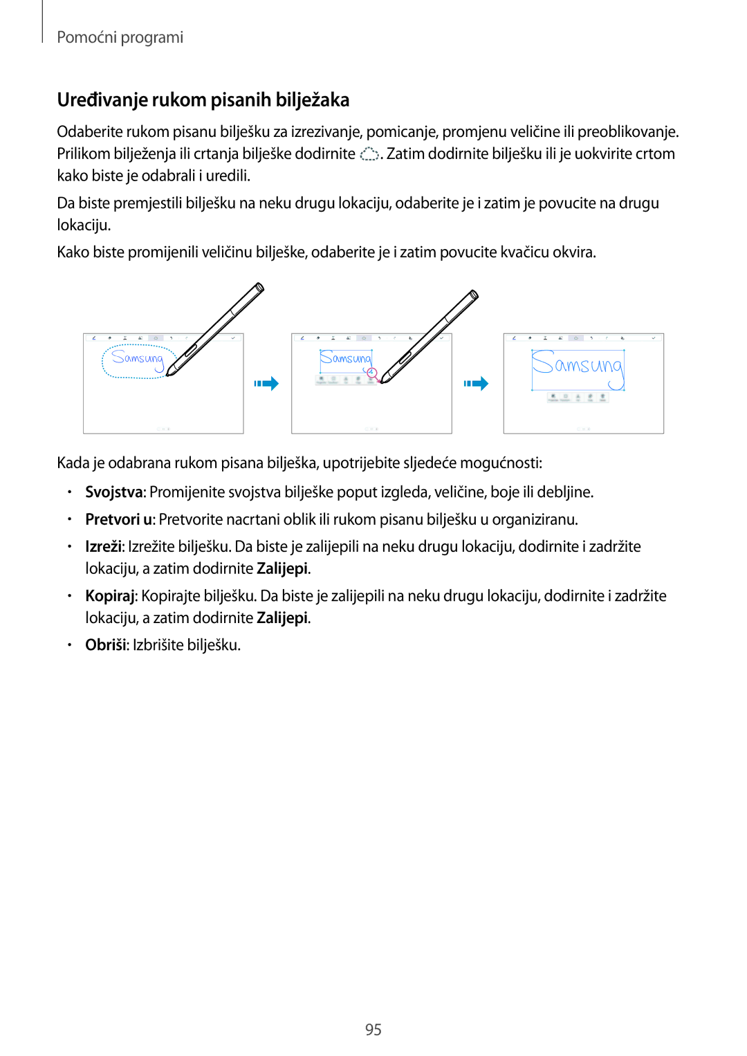 Samsung SM-P6050ZWESEE, SM-P6050ZKASEE, SM-P6050ZWASEE, SM-P6050ZWAVIP, SM-P6050ZKESEE Uređivanje rukom pisanih bilježaka 