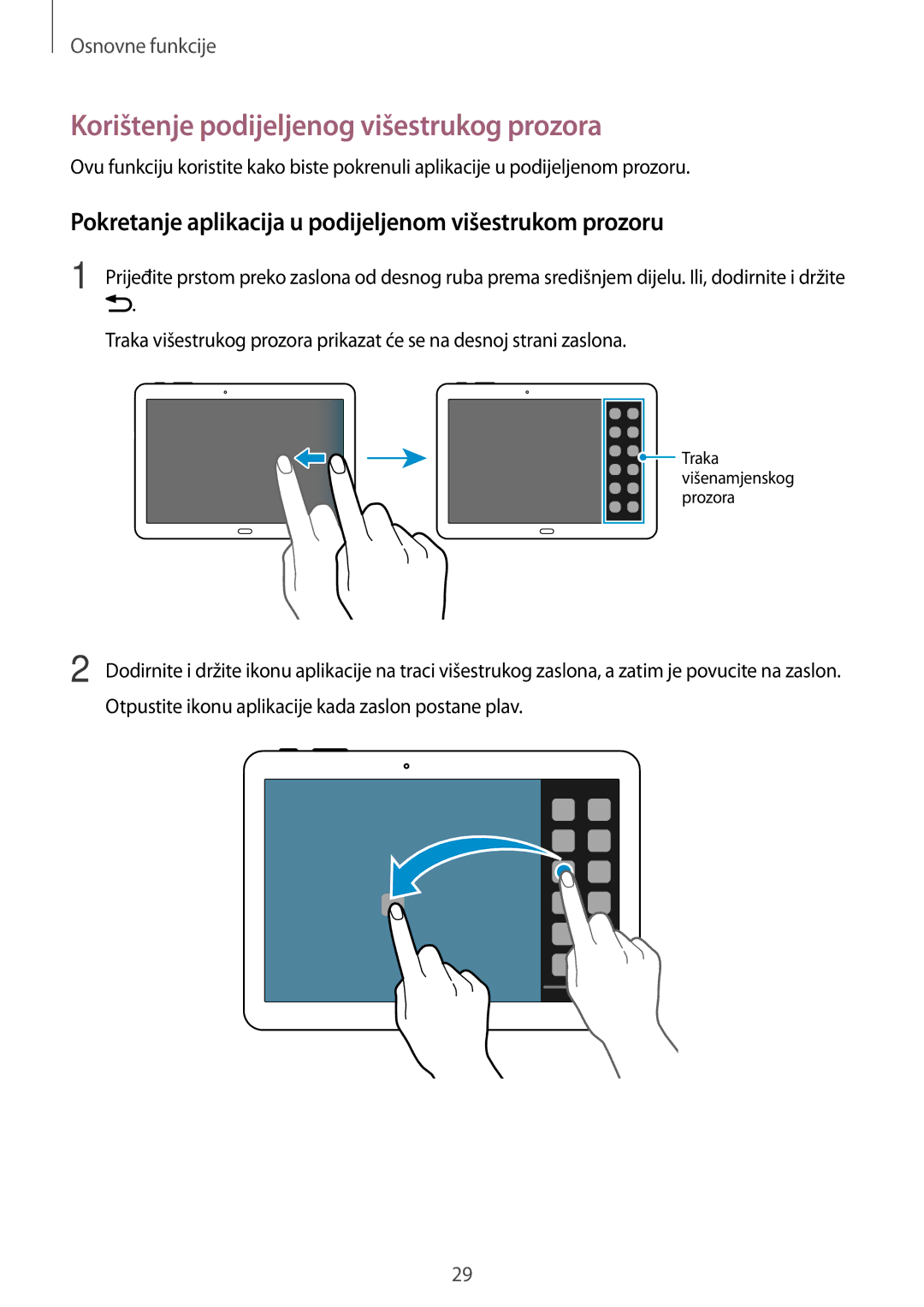 Samsung SM-P6050ZKESEE, SM-P6050ZWESEE, SM-P6050ZKASEE, SM-P6050ZWASEE manual Korištenje podijeljenog višestrukog prozora 