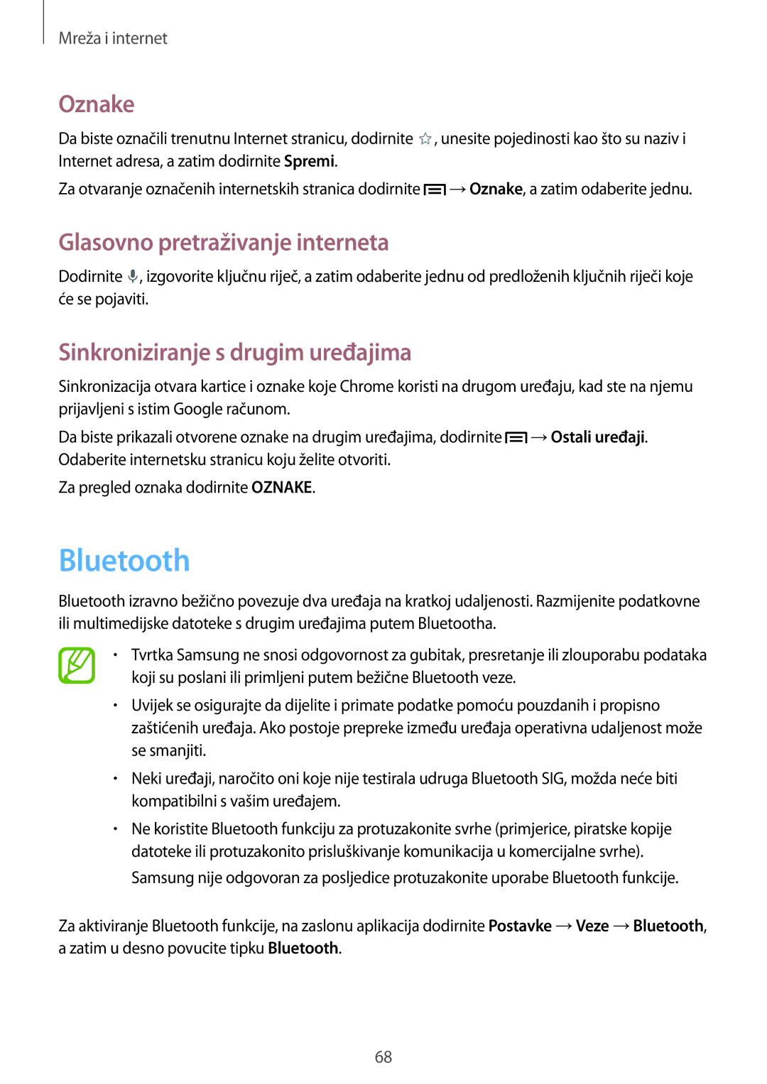 Samsung SM-P6050ZWAVIP, SM-P6050ZWESEE, SM-P6050ZKASEE, SM-P6050ZWASEE manual Bluetooth, Sinkroniziranje s drugim uređajima 